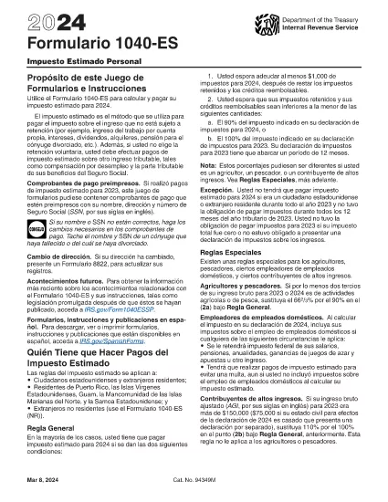 Form 1040-ES (Versi Spanyol)