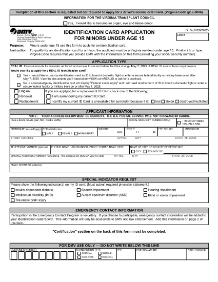 Formulário DL 5 Virgínia