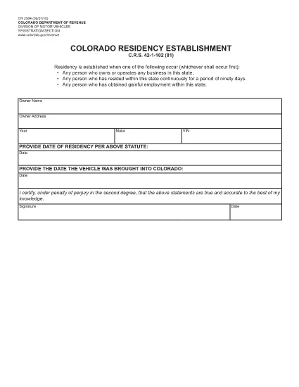 Formulář DR 2504 Colorado