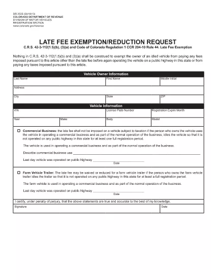Form DR 2505 Colorado