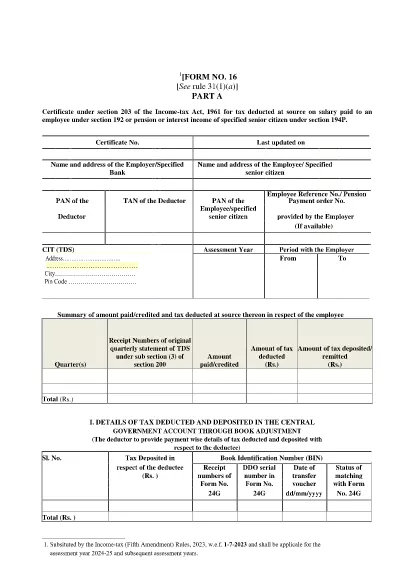 ITD Form 16 India