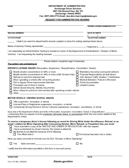Form 447 Alaska