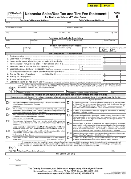 Form 6 Nebraska