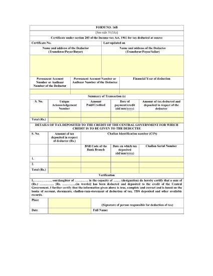 ITC Form 16B India