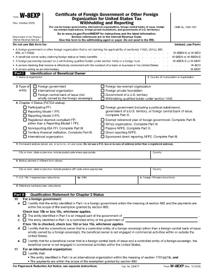 Form W-8EXP