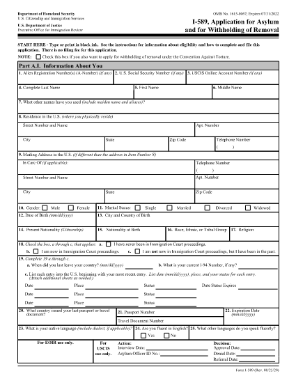 Form I-589 |在线表格模板