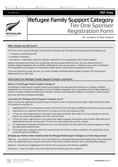 Form INZ1094 New Zealand