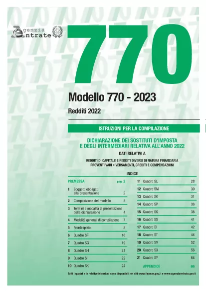 Mẫu đơn 770/2023 Hướng dẫn Ý