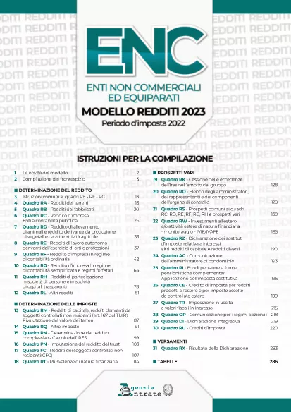 ფორმა Redditi ENC 2023 ინსტრუქციები იტალია