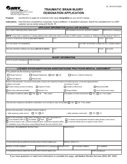 Formulário DL 145 Virginia
