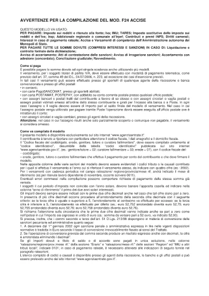 Form F24 Excise Duty Instruktioner - Italien