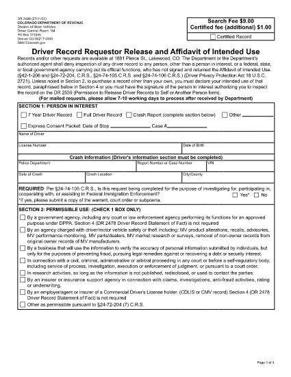 Form DR 2489 Colorado