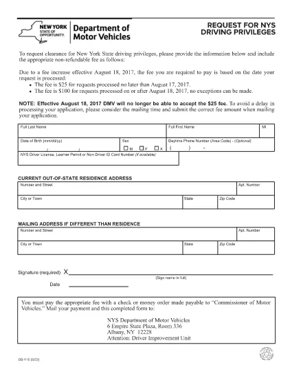 Form DS-115 New York