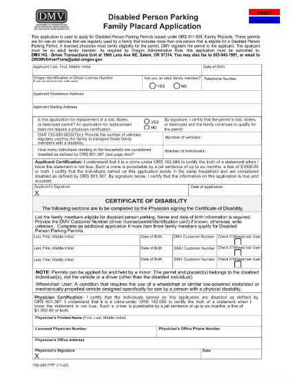Form 735-265FPP Oregon