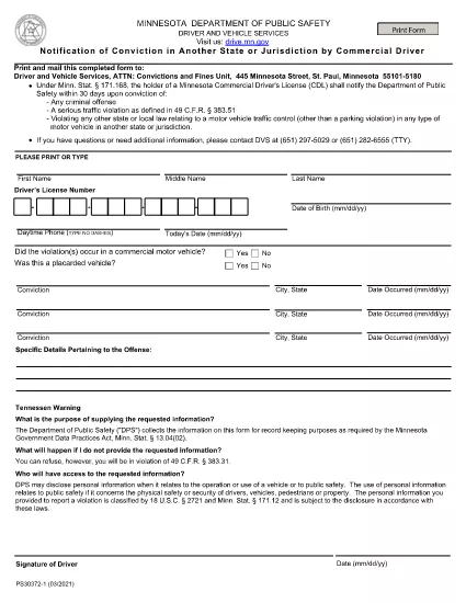 Form PS30372 Minnesota