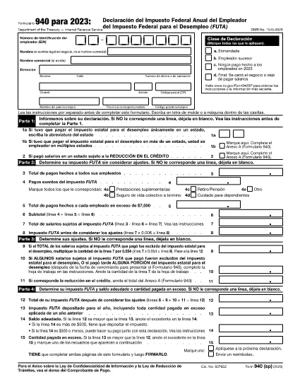 Form 940 (Spanish Version)