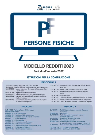 表格Redditi PF3 2023 意大利指示