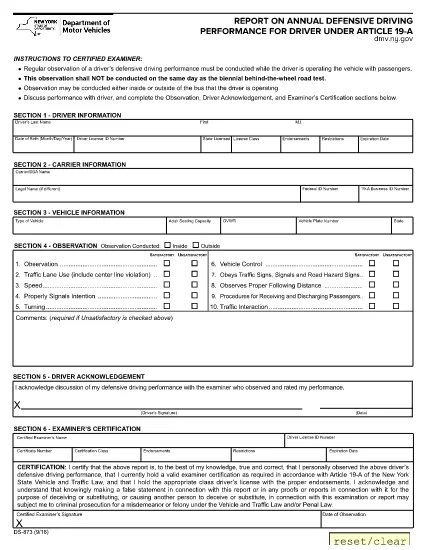Form DS-873 New York
