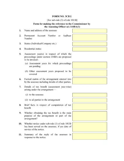 Formulário 3CEG Índia
