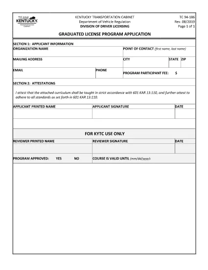 Form TC 94-186 Kentucky