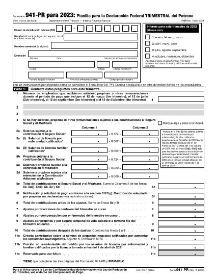Form 941 (Puerto Rican Version)