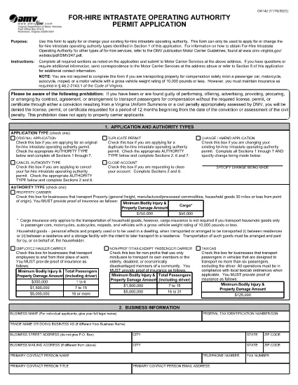 Formulir OA 142 Virginia