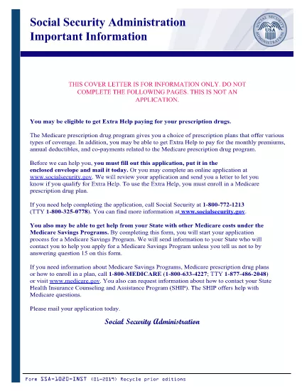 Social Security Administration Informazioni importanti