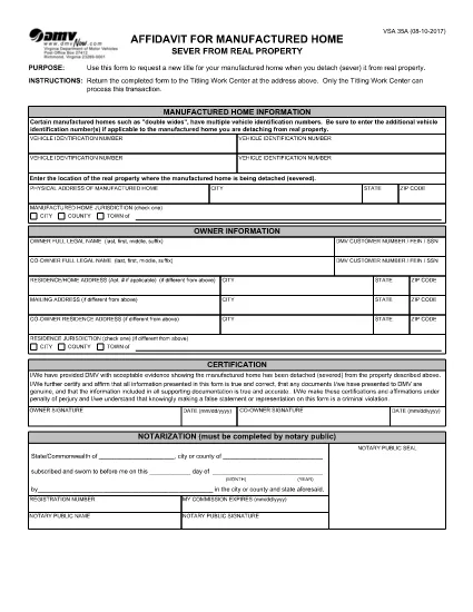 Form VSA 35A Virginia