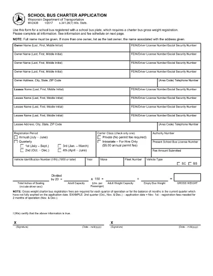 Form MV2438 Wisconsin