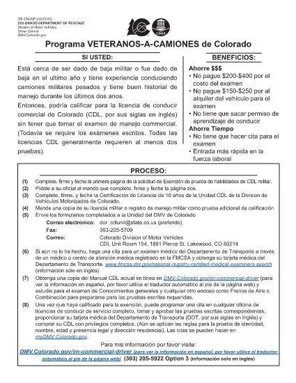 Formulaire DR 2742 Colorado (espagnol)