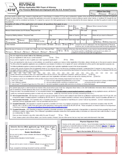 Form 4318 Missouri