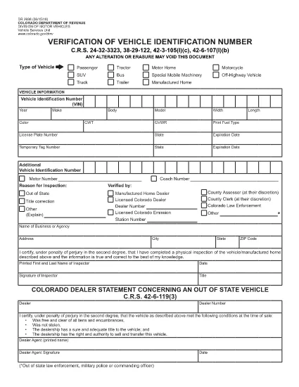 Form DR 2698 Colorado