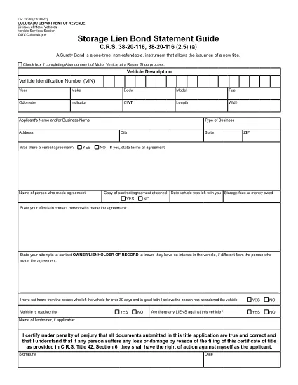 Form DR 2438 Colorado