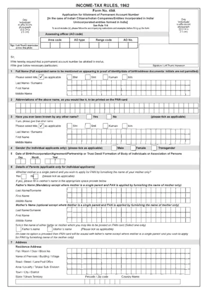 ITD Form 49A India