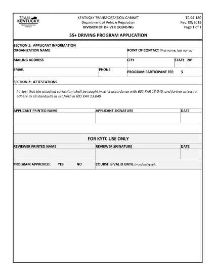 Form TC 94-180 Kentucky