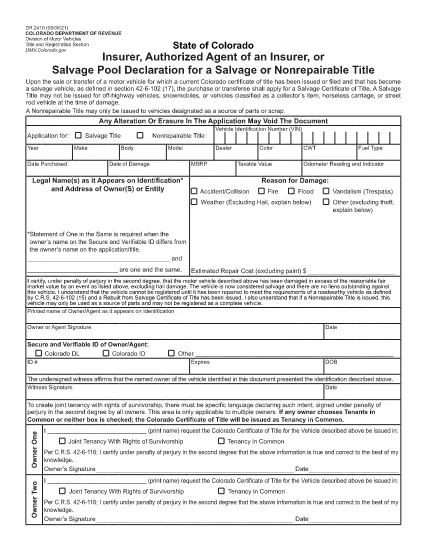 Form DR 2410 Colorado