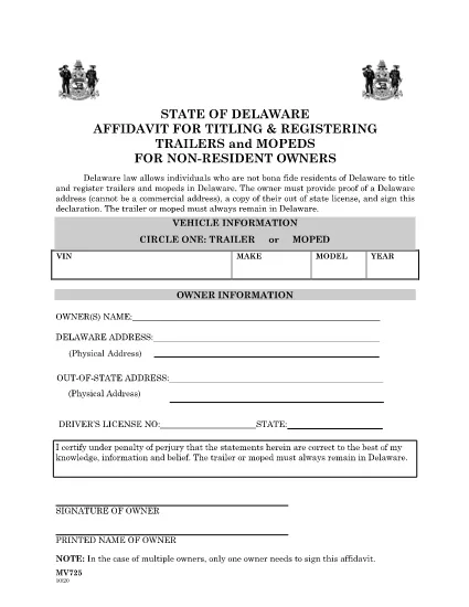 Form MV725 Delaware