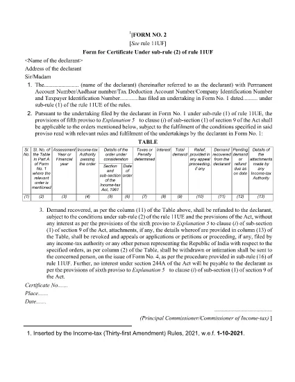 ITD Form 2 India