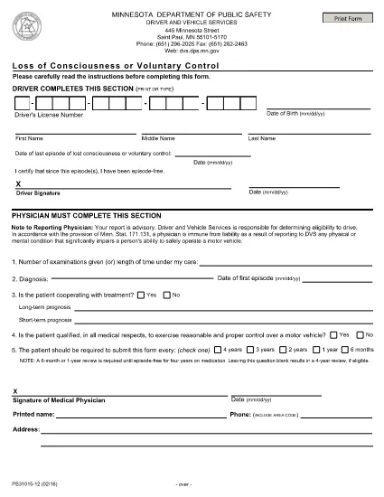 Form PS31015 Minnesota