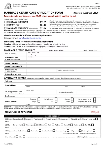 Formulário de Aplicação de Certificado de Casamento