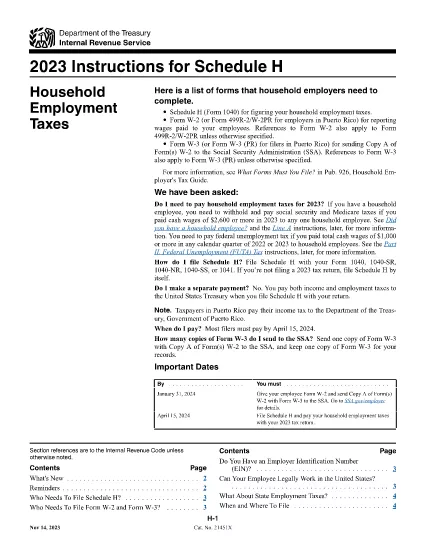 Form 1040 Schedule H Talimatlar