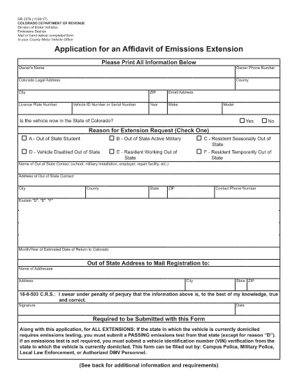 Form DR 2376 Colorado