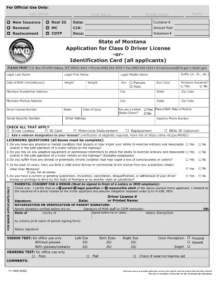 Form 11-1400 Montana Montana