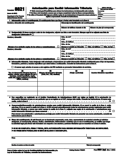 Form 8821 (Spanish Version)