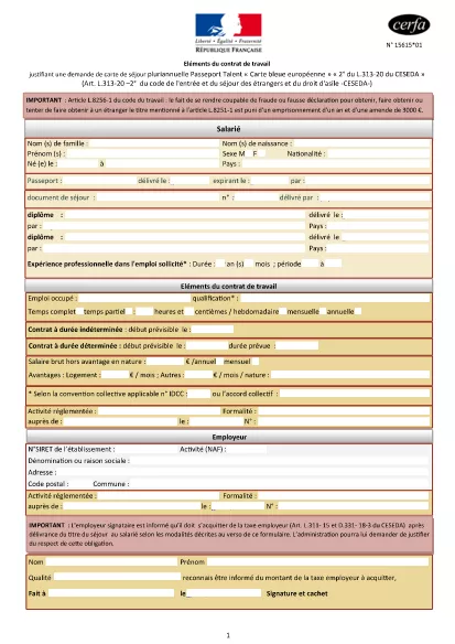 CERFA Form 15615-01 (francia)