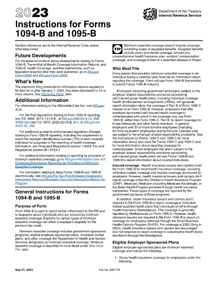 Instruções para Formulários 1094-B e 1095-B