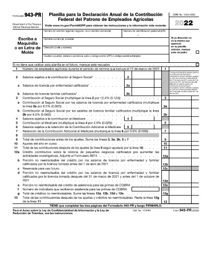 Form 943 (Puerto Rican Version)