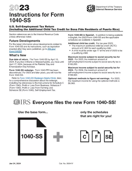 Instrucciones del formulario 1040-SS