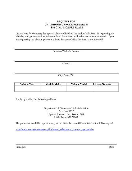 Childhood Cancer Research Form in Arkansas