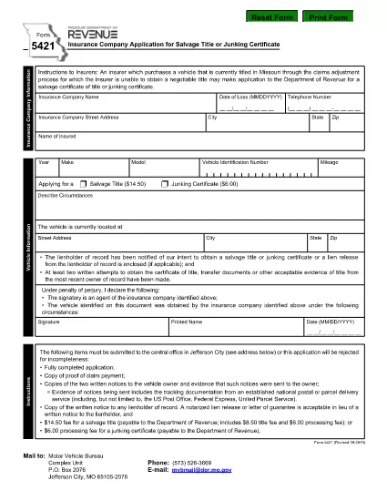 Form 5421 Missouri